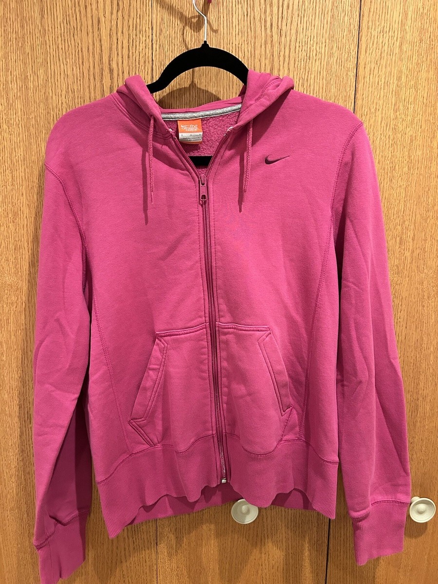 Zip Up Pink Nike Womens Hoodie Zipper Nike Hoodie Thumb Holes Half