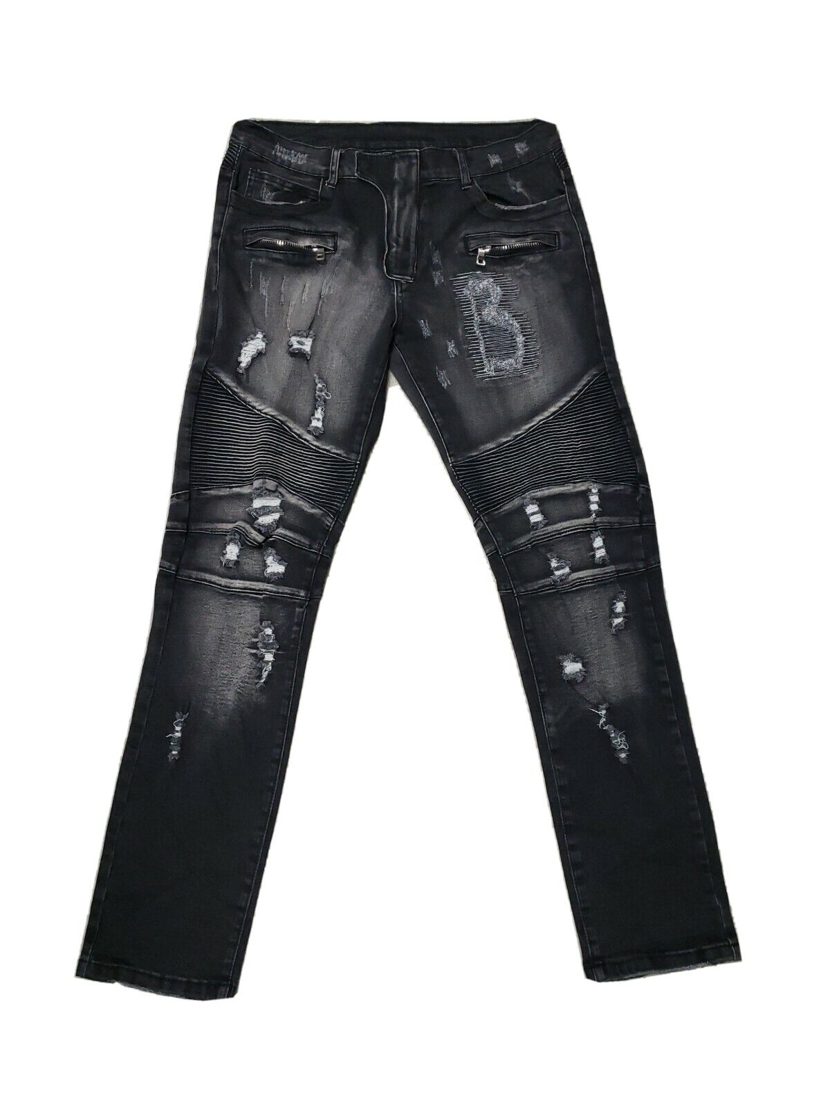 Balmain Designer Jeans Distressed Motorcycle Biker Denim 34x32 eBay