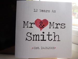 Handmade Personalised Mr Mrs Wedding Anniversary Card 1st 10th 12th 13th Etc Greeting Cards Invitations Home Garden