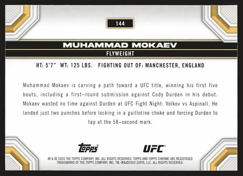 2024 Topps Chrome UFC #144 Muhammad Mokaev - Picture 2 of 2