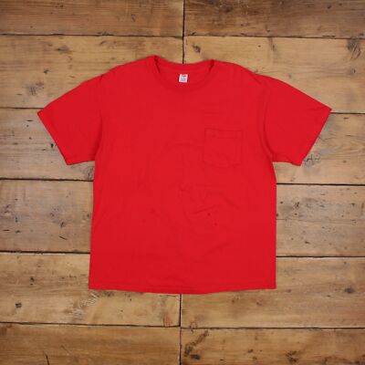 Vintage Hanes Single Stitch T-Shirt Blank Large 90s Thrashed Red Tee