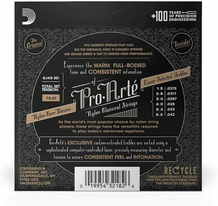 D'Addario Ej43 Proarte Nylon Classical Guitar Strings Light Tension 3
