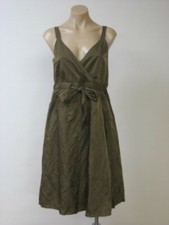 EILEEN FISHER NWT Steel Satin V-Neck Faux Wrap Dress 8 10 NWT $318