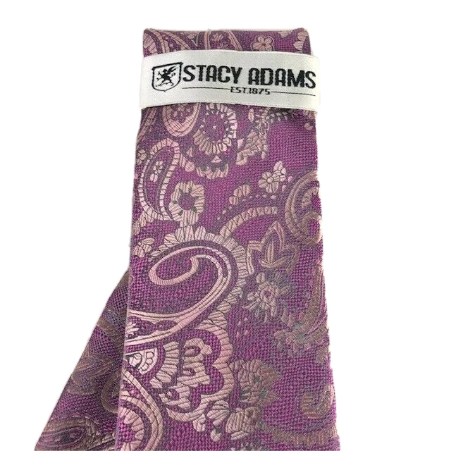 Stacy Adams Men's Tie Hanky Set Pink N Rose Beige Paisley Microfiber 3.5" Wide - Image 2 of 3