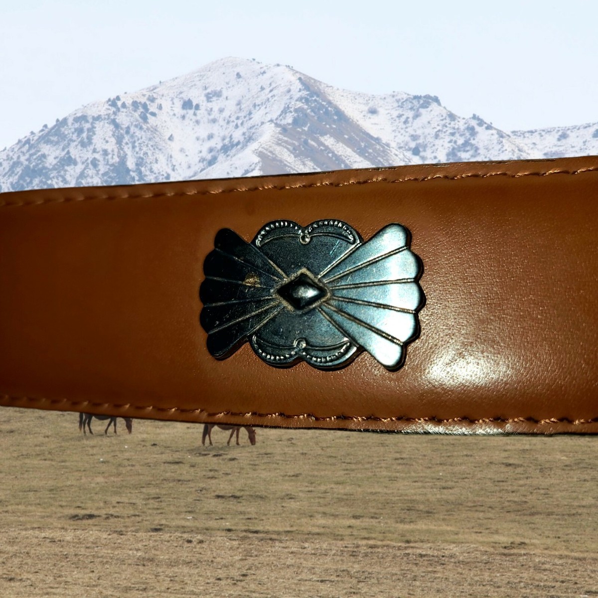 Richard Gampel Paris Women\'s Brown Leather Belt Richard Gampel Womens Sz 32 Brown Leather Belt Silver Tone  main image 4