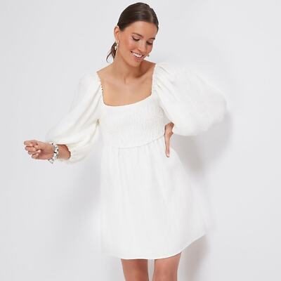 Tuckernuck Dress size Small White Annie Smocked Mini Style