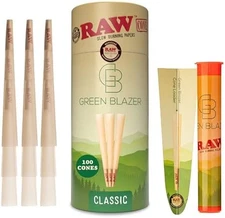 Raw Cones King Size Classic Rolling Papers & Tips, 100 Pack