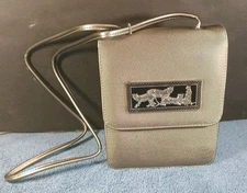 Vntg Nima Women’s Gray Silver Leopard Leap Group Embellish Crossbody Bag NWOTs