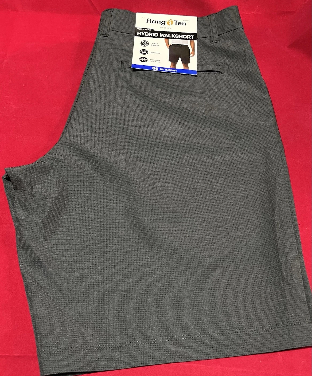 Hang Ten Hydrid 4 Way Stretch Quick Dry Walkshort 36 10" Inseam Black