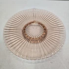 Anchor Hocking Pink Ribbed Depression Glass Cake Plate 12.25"
