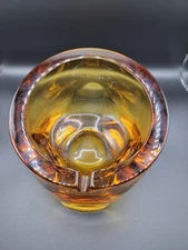 Vintage Mid Century Modern Art Amber Glass Ashtray Viking Glass