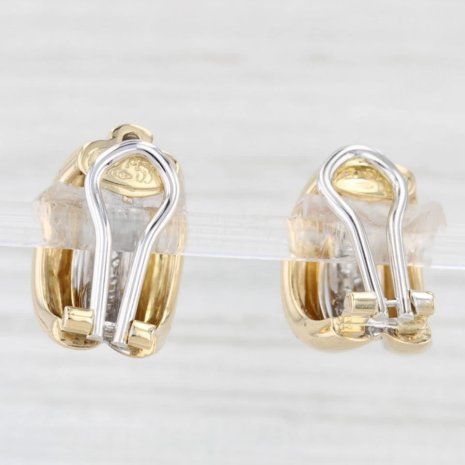 Leo Pizzo 0.34ctw Diamond Drop Earrings 18k Gold Omega Backs Clip Ons - Image 3 of 4