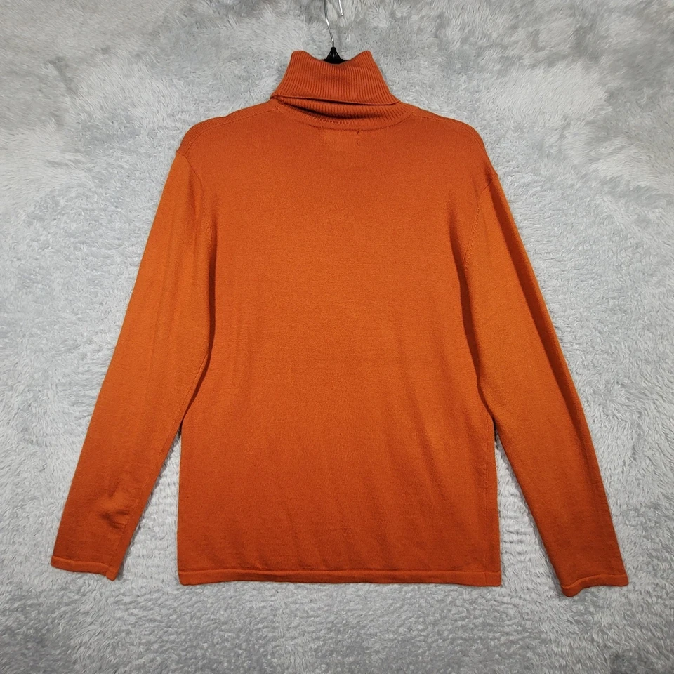 LOULOU Mujer XL Suéter Naranja Cuello Alto Manga Larga Mezcla Lana Tejido Top Foto 4 de 4
