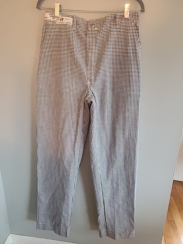 Chef Pants Black White Checked 32x32 Vtg