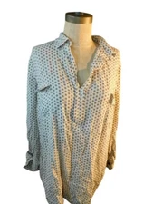 Splendid Size XL Print Tab Button Sleeve Print Blouse NWT