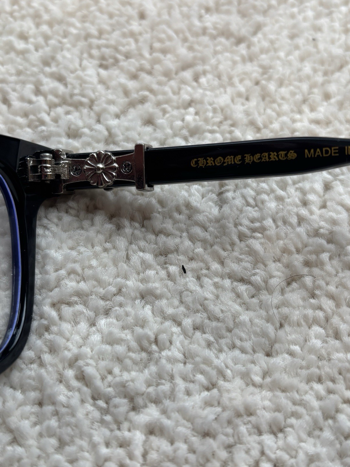 Chrome Hearts Black Square Full Rim Eyeglasses Silver Accents Designer thumbnail 3