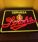 Vintage 1984 Stroh's Beer Lighted Bar Sign Plastic Faux Neon Working 21 X 16 X 6