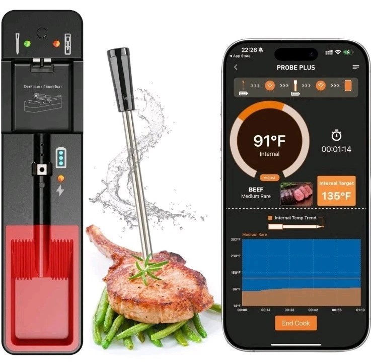 Smart Bluetooth Cooking Thermometer, Long-Range Wireless Meat Thermometer