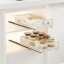 2 Pack Pull Out Cabinet Organizer, No Drill Adhesive Sliding Drawers for Kitc...