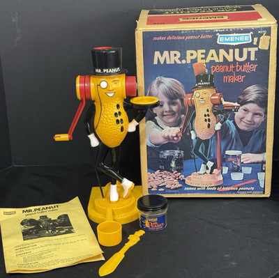 Vintage 1967 Emenee Mr. Peanut Hand Crank Peanut Butter Maker Complete Set