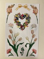 Vintage SPRING BLOOMS Flower Sticker Sheet Scrapbook Planner Craft Stickers