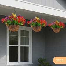Artificial Hanging Flower Basket Set - Lifelike Indoor/Outdoor Decor