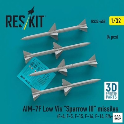 1/32 AIM-7F Sparrow III Missile Low Visibility 4pcs Plastic Model Upgrade Parts