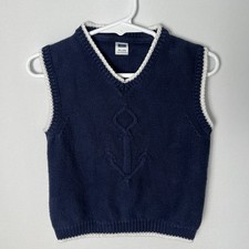 Janie and Jack Sweater Vest Baby Boys 18-24 Months Navy White Anchor Nautical