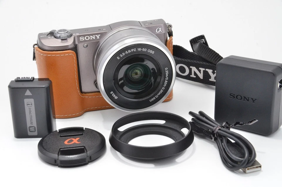 [N.Mint]Sony Alpha a5100 ILCE-5100 Brown + 16-50mm PZ Lens Silver Vlog Half Case - Photo 3/4