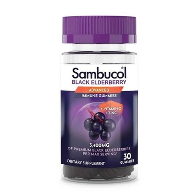 Sambucol Black Elderberry Gummies with Vitamin C & Zinc. 30 Count EXP 2/27