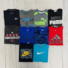 Lot Of 10 Athletic T-Shirts Boys M 10-12 Under Armour Nike Puma Adidas