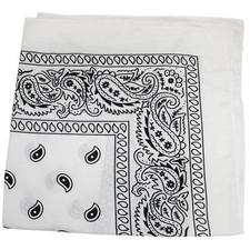 Paisley 100 Polyester Unisex Bandanas - 8 Pack White