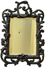 Old Victorian Style Ornate Cast Metal Wall Mirror 16" x 10"