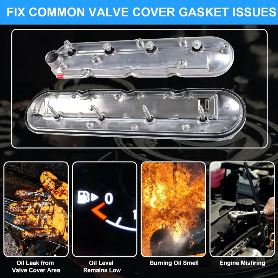 Valve Cover Set Passenger & Driver Side for 09-17 Chevy Silverado GMC Sierra 6.0 Foto 4 de 4