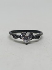 Vintage Sterling Silver 925 Heart CZ Ring Size 6