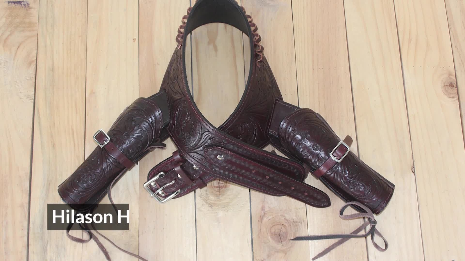 85HS Hilason Double Caliber 44/45 Leather Western Cowboy Gun Rig ...
