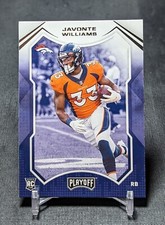 Javonte Williams Rookie RC 2021 Playoff Football Card #215 Denver Broncos. rookie card picture