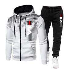 Tuta felpa uomo sportiva Jogging Outwear cappuccio  zip + pantalone 5 colori