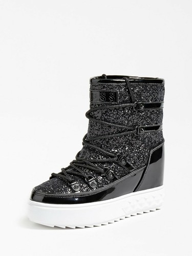 Scarpe GUESS STIVALETTO FREEZYN EFFETTO VERNICE GLITTER Nero  n.39-FL8FRNFAM12 | eBay