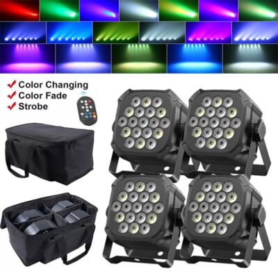 4x 100W Par Strahler RGB 19 LED Par mit Softtasche DMX Bühnenlicht DJ Partylicht