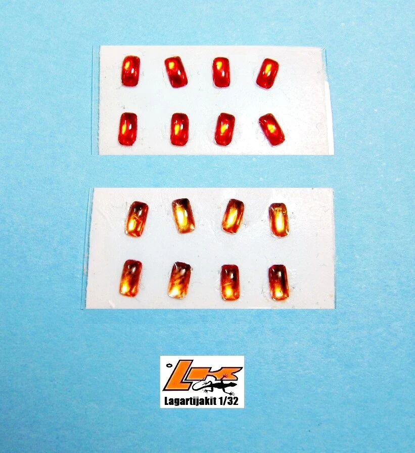 FARO 3,5 x 2 MM NARANJA + ROJO RECTANGULAR 16 UNIDADES RESIN KIT FERRARI PORSCH