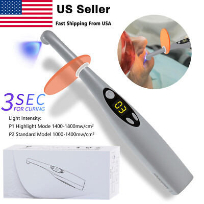 Dental Cordless LED Curing Light Composite Resin Material Cure 2200mw 3 Second