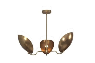 3 Light Curved Shades Pendant Mid Century Modern Raw Brass Sputnik chandelier