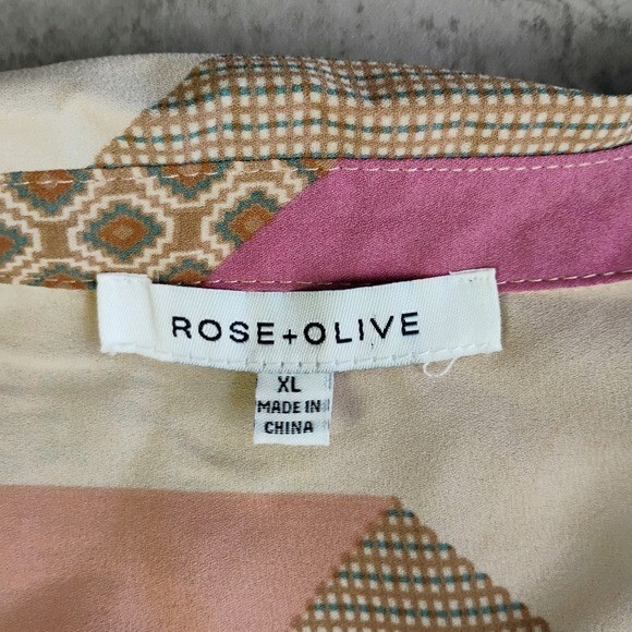 Rose + Olive Patchwork Quilt Button Up Top Womens… - image 5