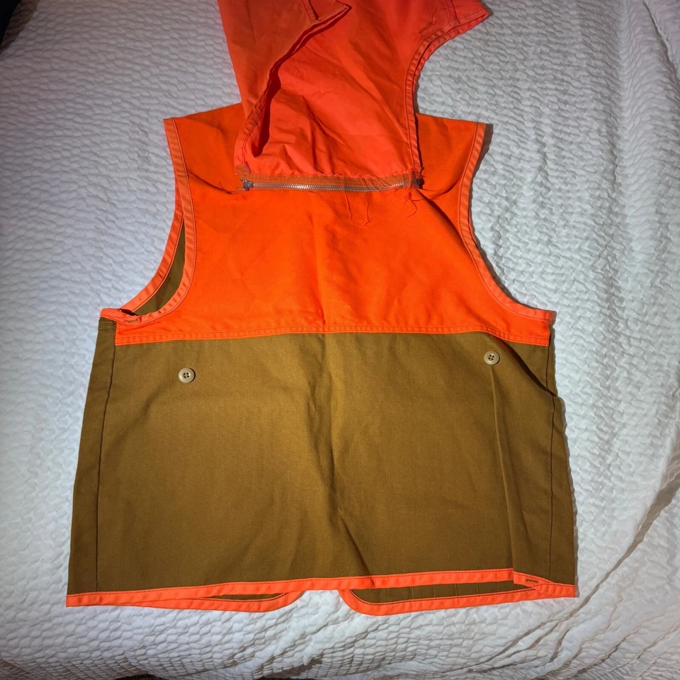 Vtg Saf-T-Bak Hunting Shooting Vest Duck Canvas Game Pouch Large MADE IN USA - Image 2 of 4