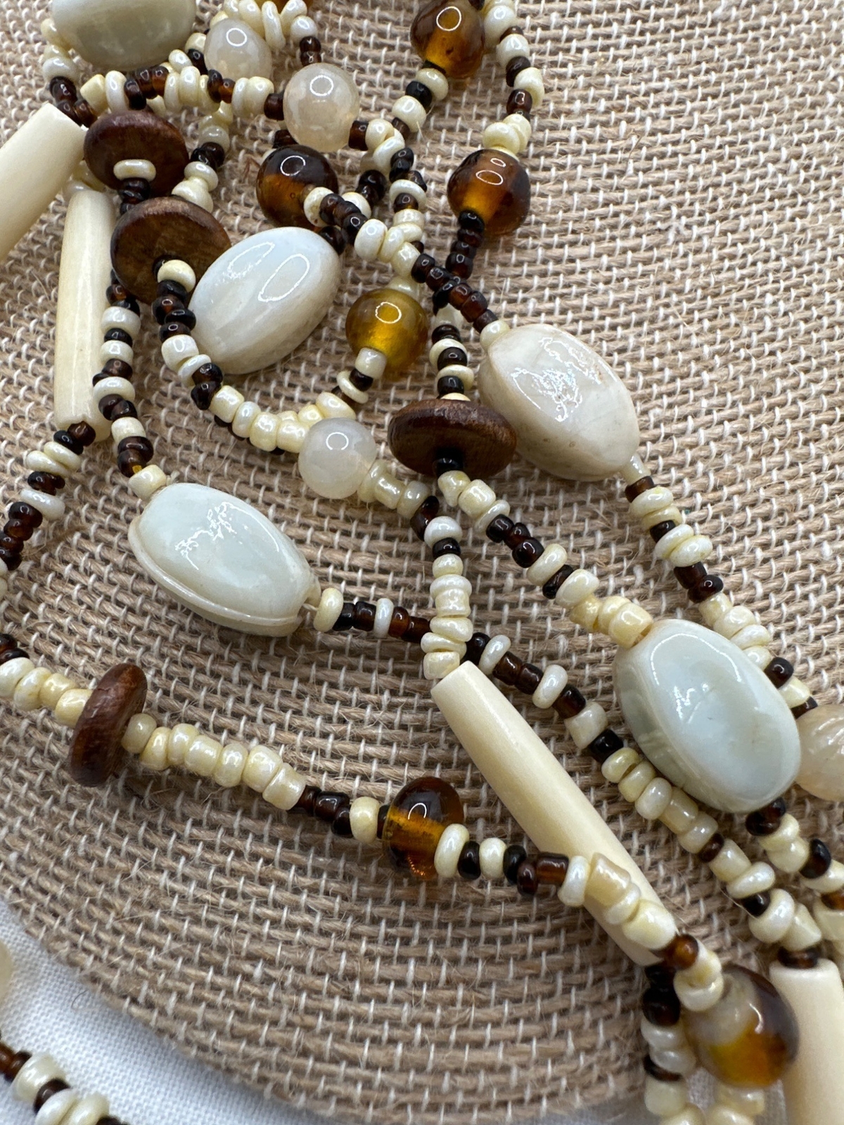 Extra Long Statement Boho Glass Bead Necklace Bro… - image 5