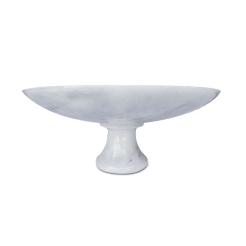 Coppa con Piede in Marmo Bianco Scultura Centrotavola Marble Centerpiece H 14 cm - Photo 3 sur 5
