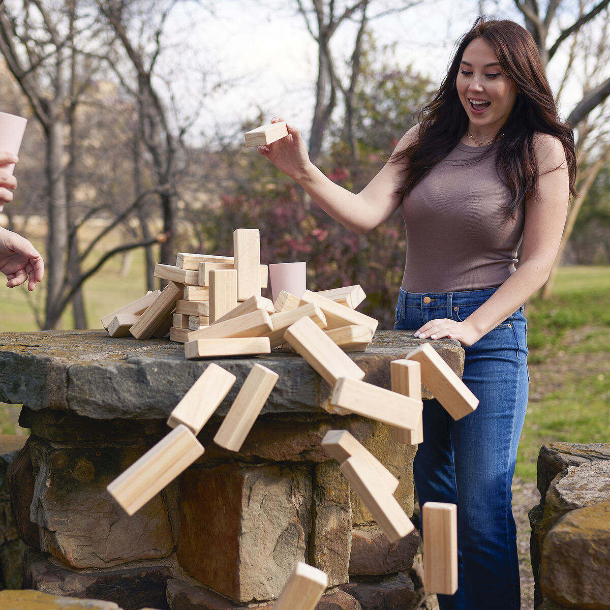 Yard Games Large Jr. Tumbling Timbers 21 Wood Block Stacking Game, Natural  in 2023