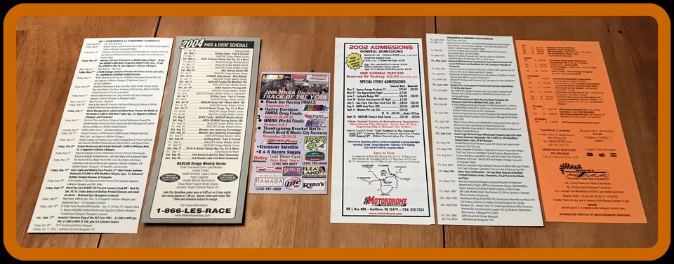 LOT OF 6 UNFOLDED NASCAR RACE SCHEDULE BROCHURES ALL 6 EX+NM CONDITION ...