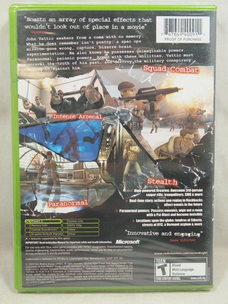 Xboxカセット Second Sight (Microsoft Xbox) Brand New Sealed 767649400911